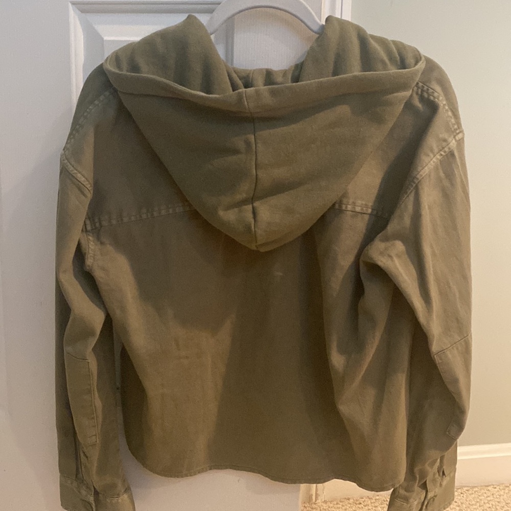 American Eagle Hooded Button Down. Olive Green. S… - image 3